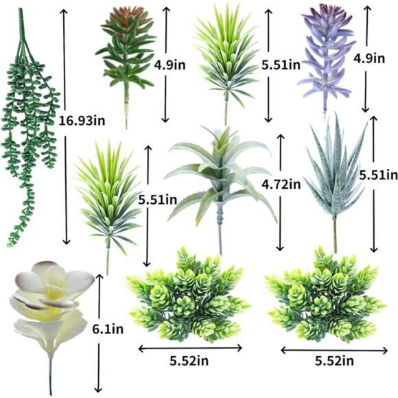 Set of 25 artificial succulent plants faux unpotted greenery for home garden dec - Picture 6 of 7